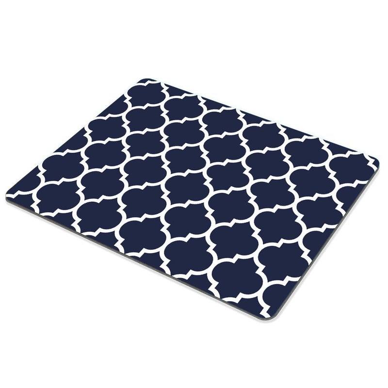 SSOIU Gaming Mouse Pad Custom,Modern Navy Blue Quatrefoil Mouse Pad 9.5 X 7.9 inch (240MM X 200MM X3MM) - Image 3
